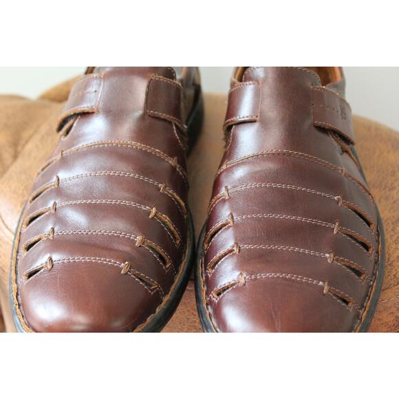 Josef Siebel Men's Size 43 Brown Leather Fisherman Sandals with Insoles - Picture 2 of 7